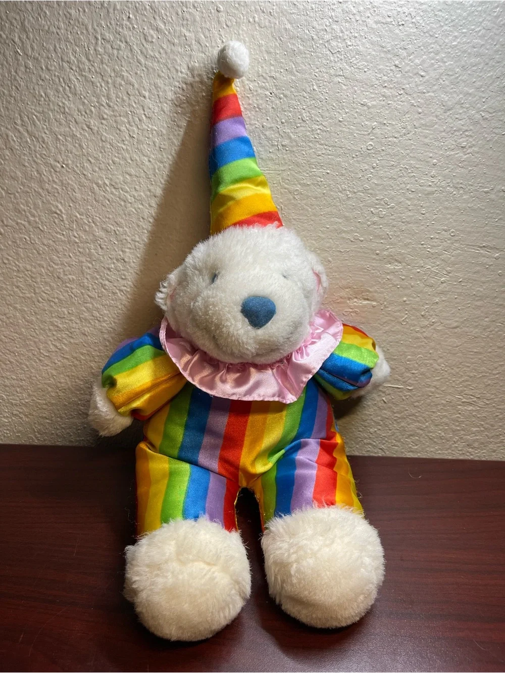 Rainbow Striped Clown Bear Costume Plush Used